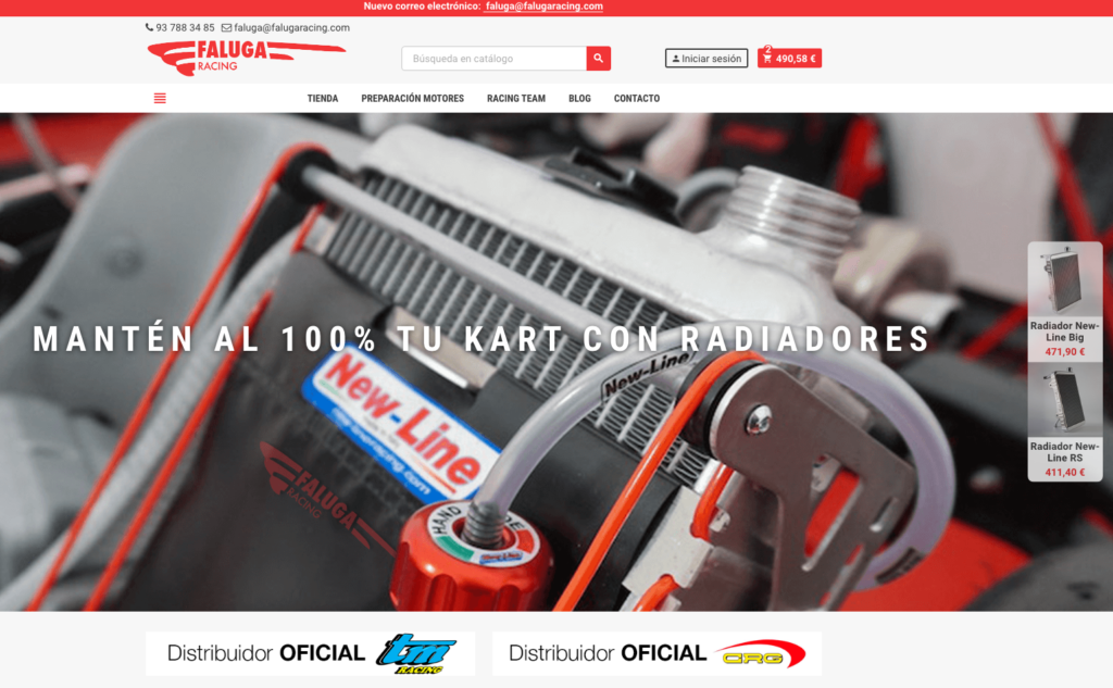 Nueva web de Faluga Racing, tu tienda de karting.